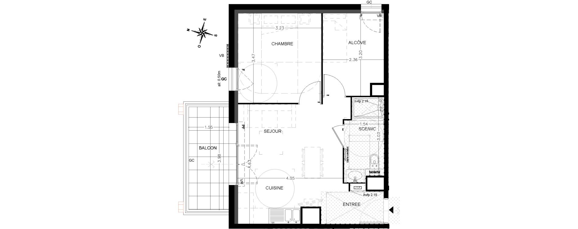 Appartement T2 de 43,80 m2 &agrave; Saint-&Eacute;tienne-De-Tin&eacute;e Centre