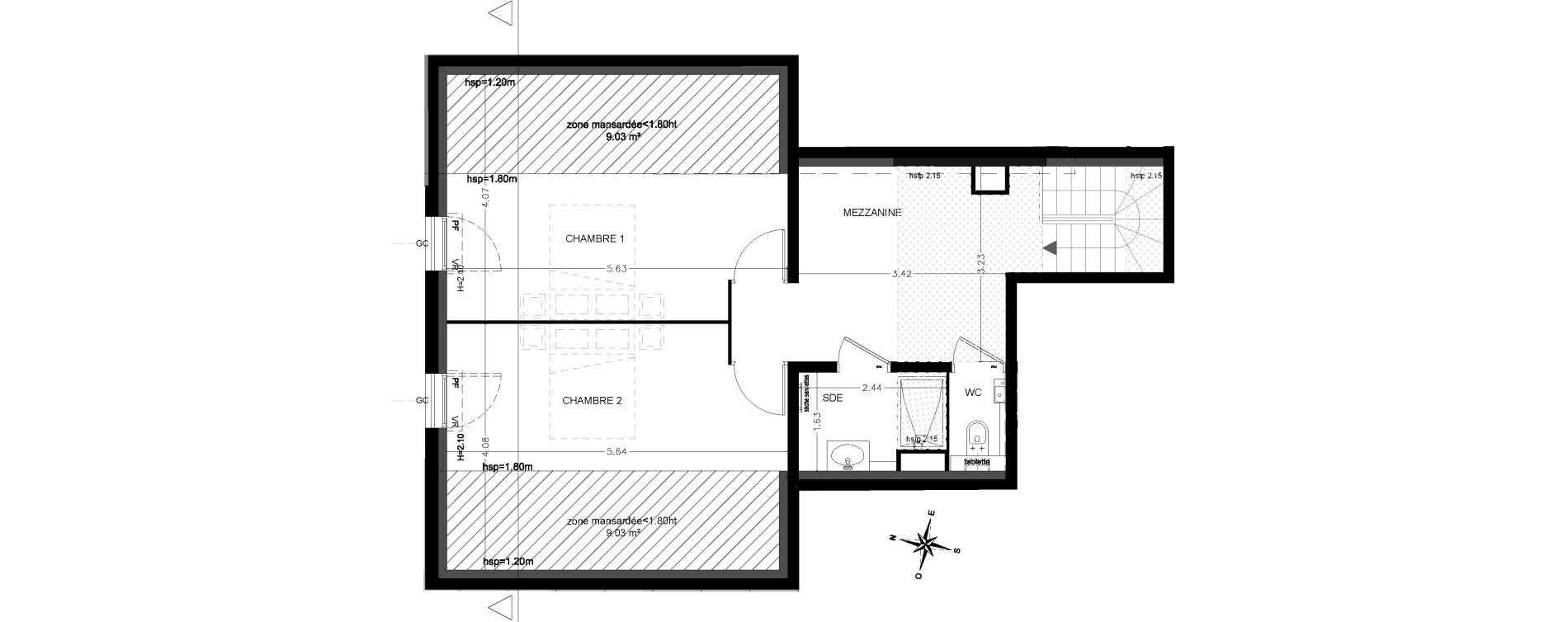 Duplex T3 de 80,40 m2 &agrave; Saint-&Eacute;tienne-De-Tin&eacute;e Centre