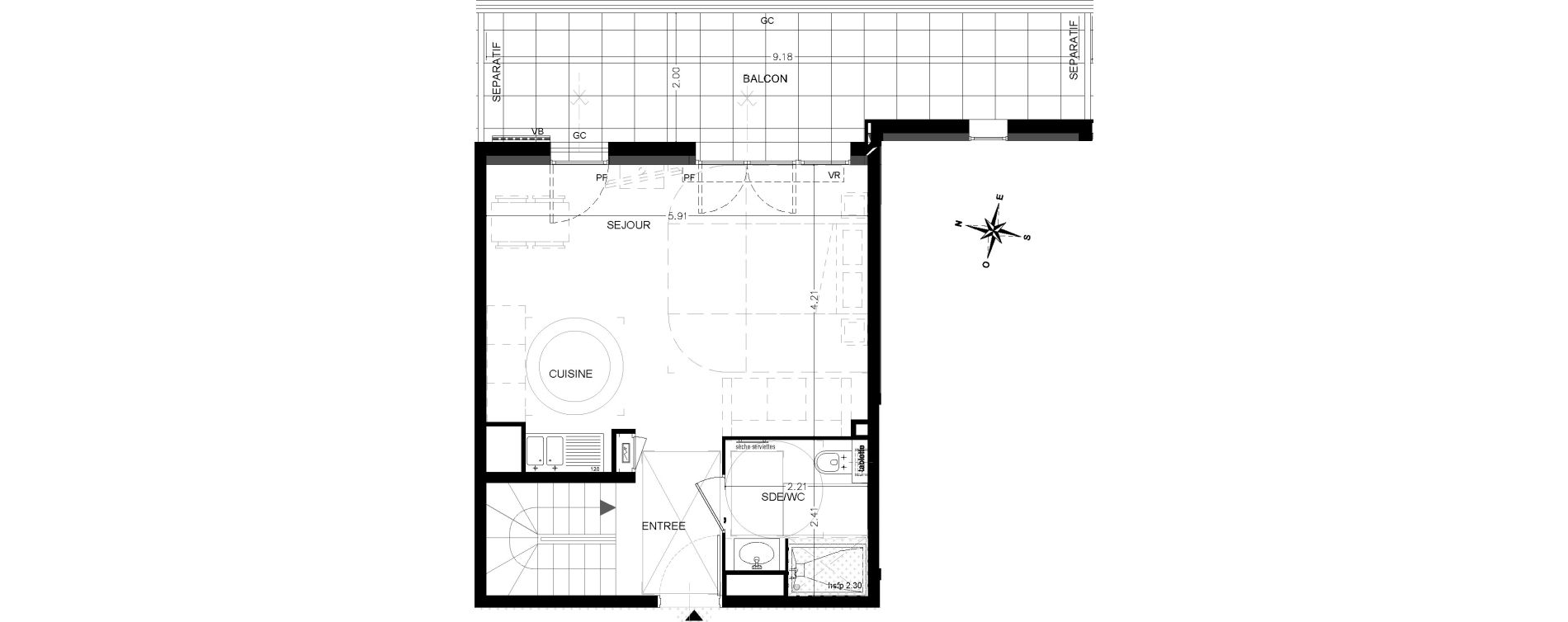 Duplex T4 de 97,50 m2 &agrave; Saint-&Eacute;tienne-De-Tin&eacute;e Centre