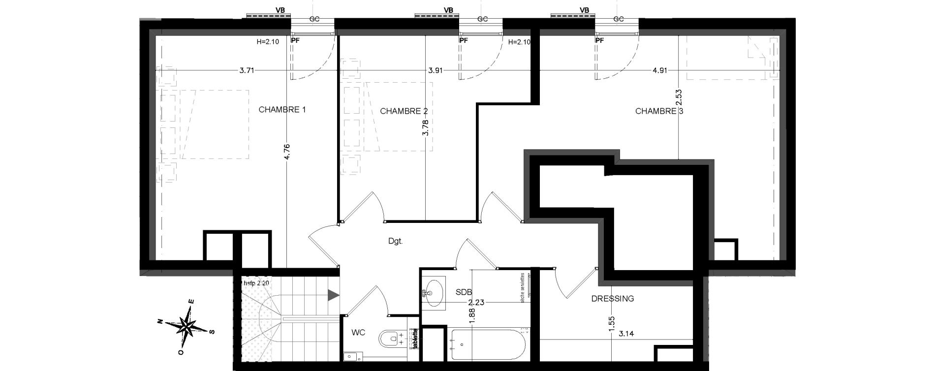 Duplex T4 de 97,50 m2 &agrave; Saint-&Eacute;tienne-De-Tin&eacute;e Centre