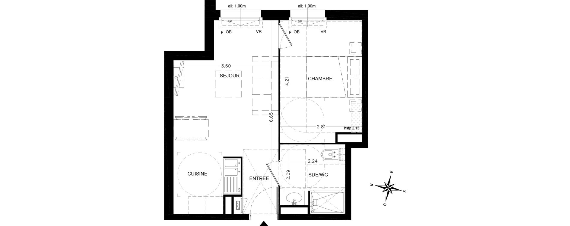 Appartement T2 de 38,00 m2 &agrave; Saint-&Eacute;tienne-De-Tin&eacute;e Centre