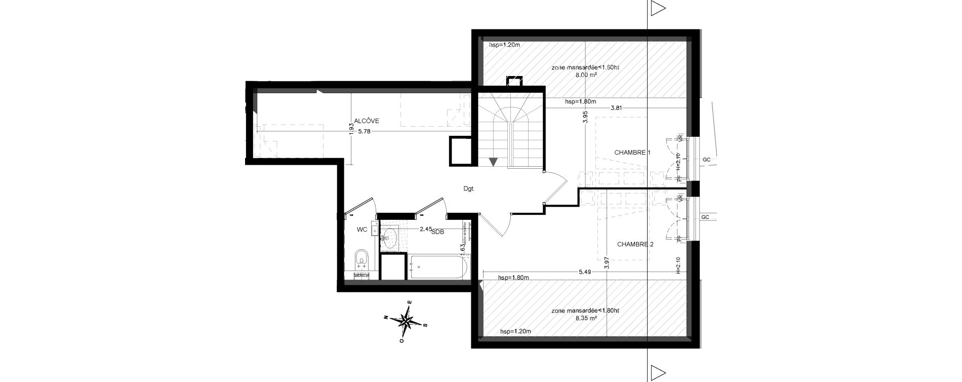 Duplex T3 de 84,10 m2 &agrave; Saint-&Eacute;tienne-De-Tin&eacute;e Centre