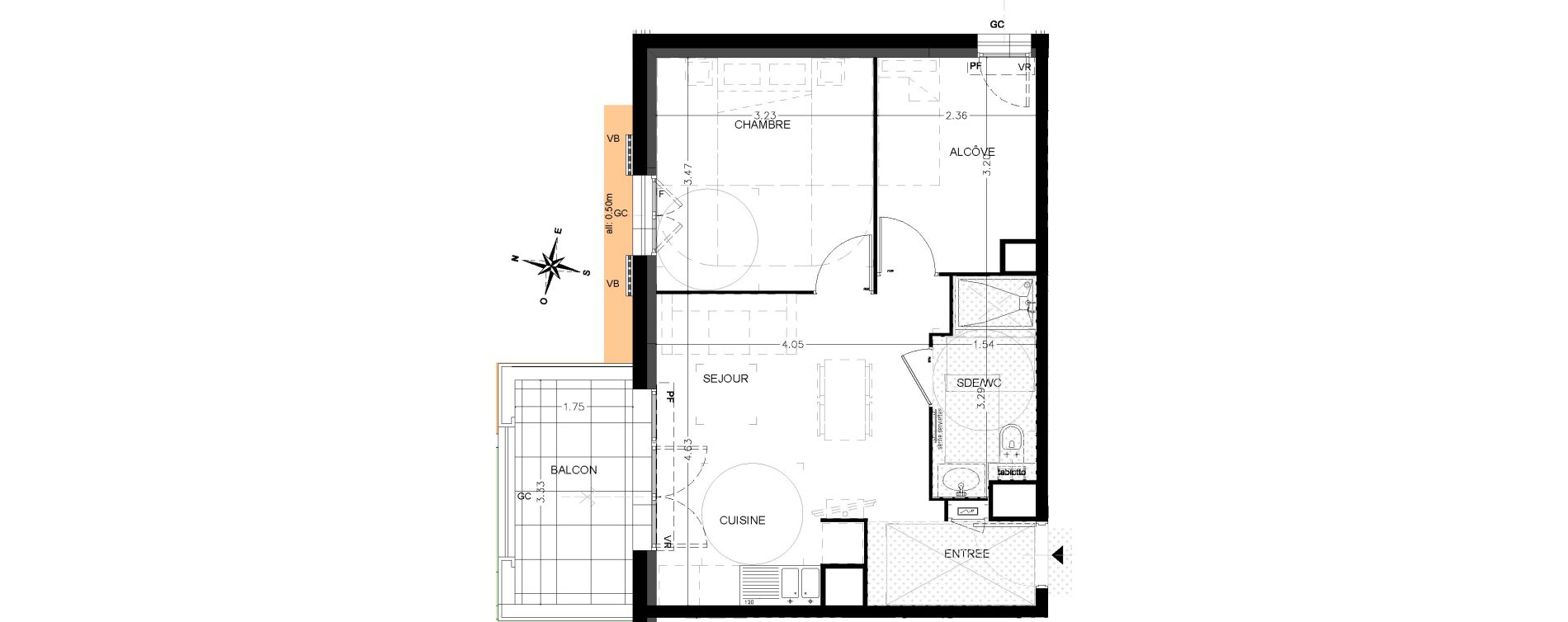 Appartement T2 de 43,90 m2 &agrave; Saint-&Eacute;tienne-De-Tin&eacute;e Centre