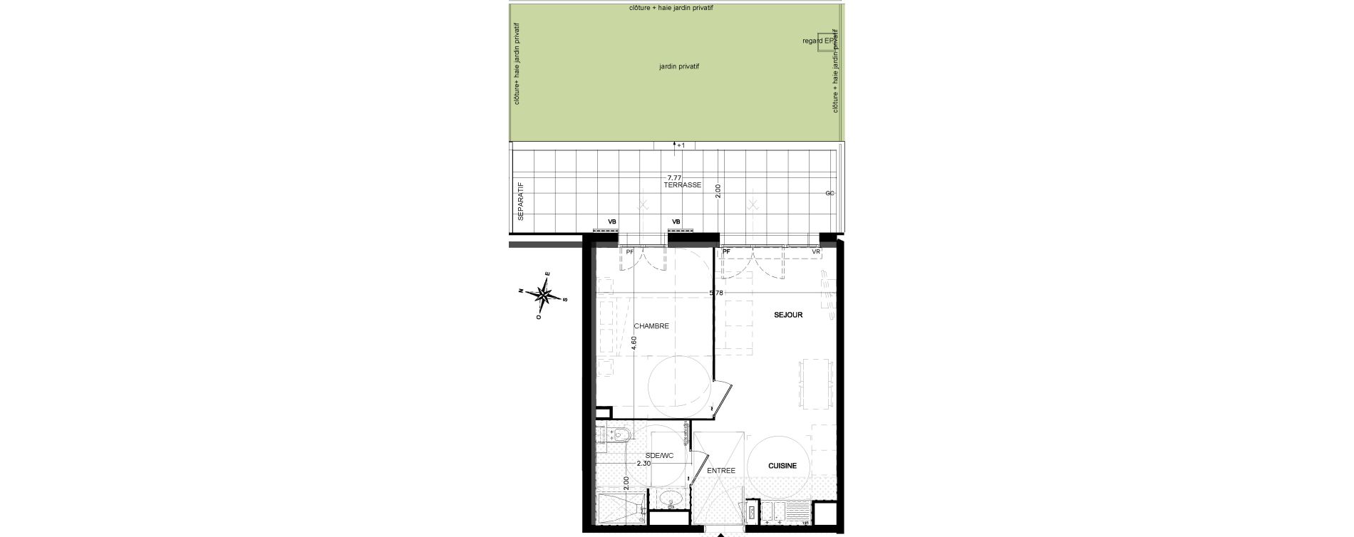 Appartement T2 de 36,90 m2 &agrave; Saint-&Eacute;tienne-De-Tin&eacute;e Centre