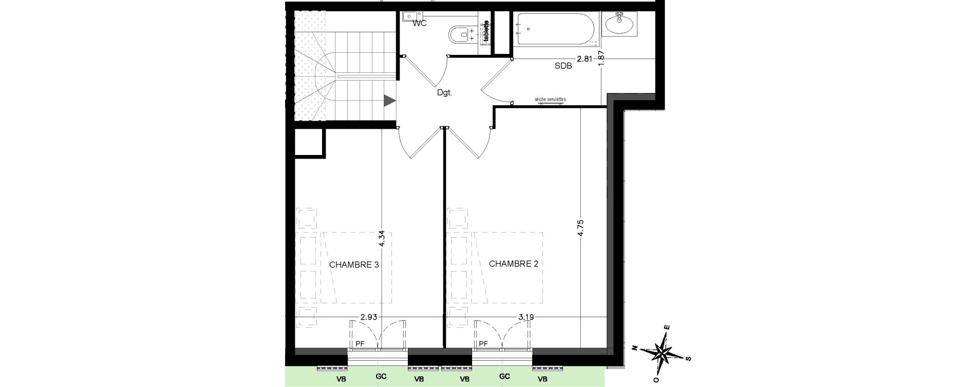 Duplex T4 de 92,10 m2 &agrave; Saint-&Eacute;tienne-De-Tin&eacute;e Centre