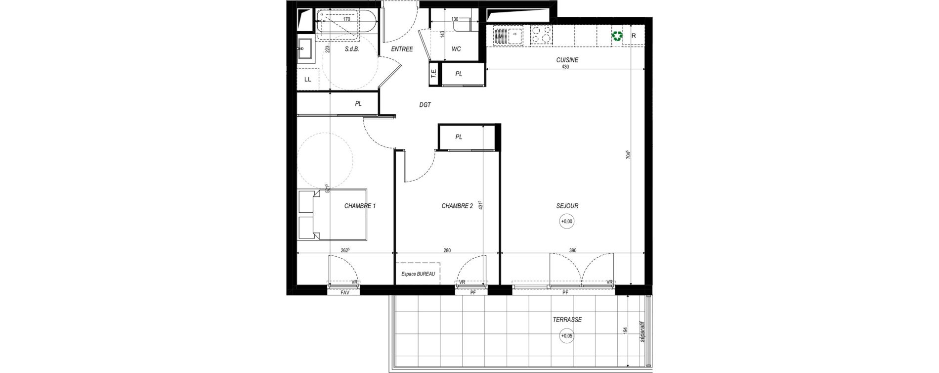 Appartement T3 de 66,50 m2 &agrave; Saint-Laurent-Du-Var Tuilli&egrave;re - la tour - les iscles - les crottes