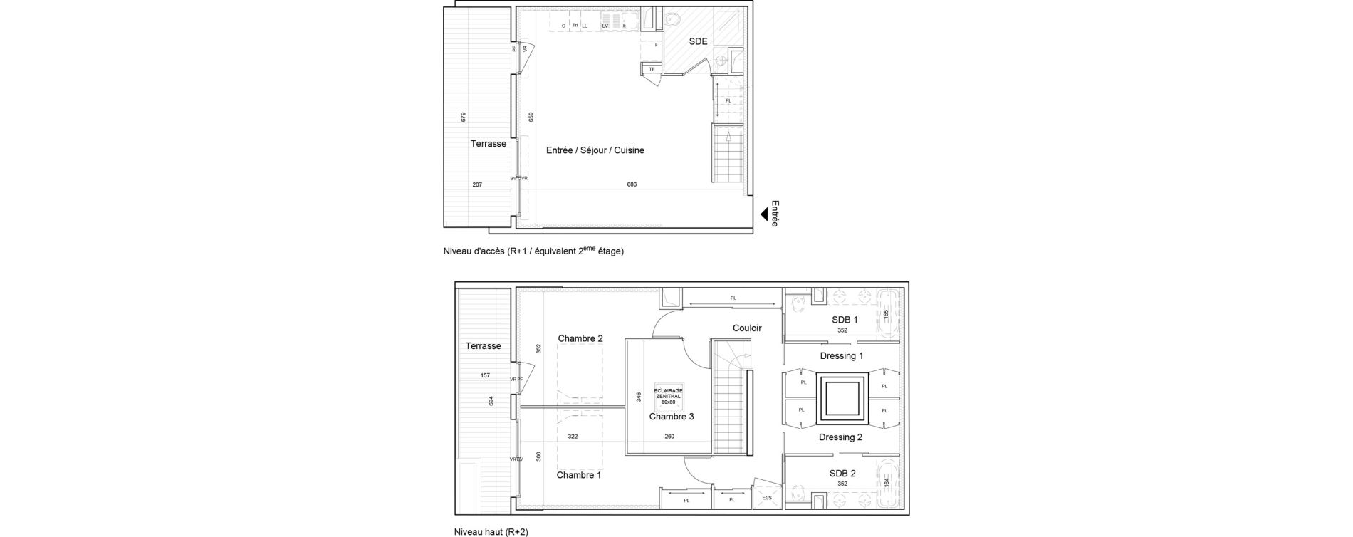 Duplex T4 de 111,97 m2 &agrave; Saint-Laurent-Du-Var Jaquons - ravet
