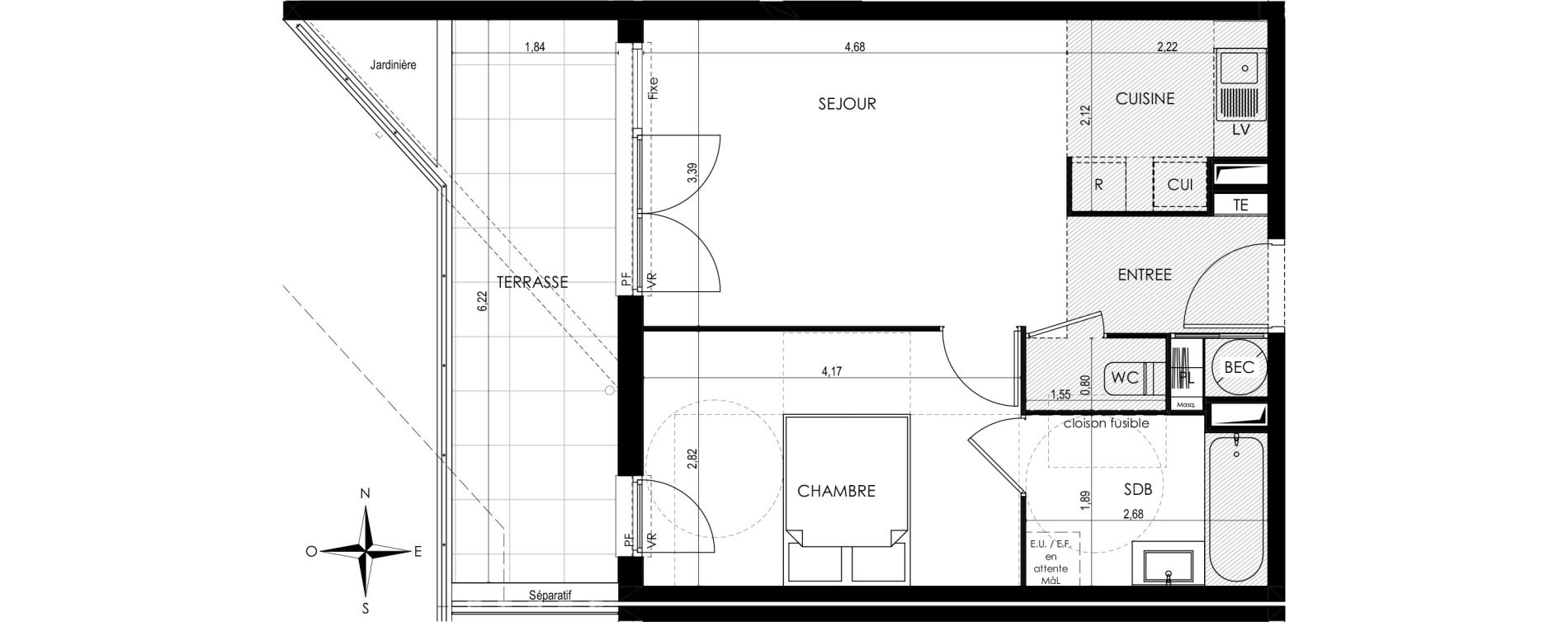 Appartement T2 de 41,77 m2 &agrave; Saint-Laurent-Du-Var Tuilli&egrave;re - la tour - les iscles - les crottes