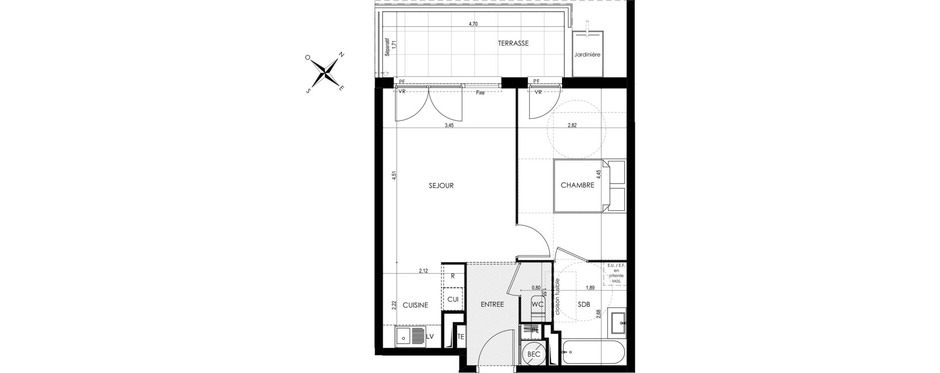 Appartement T2 de 42,64 m2 &agrave; Saint-Laurent-Du-Var Tuilli&egrave;re - la tour - les iscles - les crottes