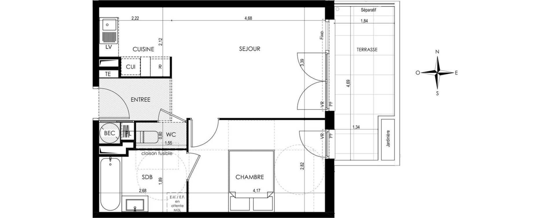 Appartement T2 de 41,63 m2 &agrave; Saint-Laurent-Du-Var Tuilli&egrave;re - la tour - les iscles - les crottes