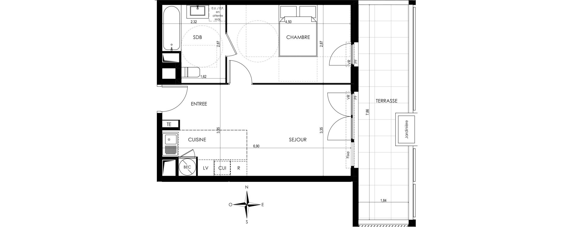 Appartement T2 de 41,19 m2 &agrave; Saint-Laurent-Du-Var Tuilli&egrave;re - la tour - les iscles - les crottes