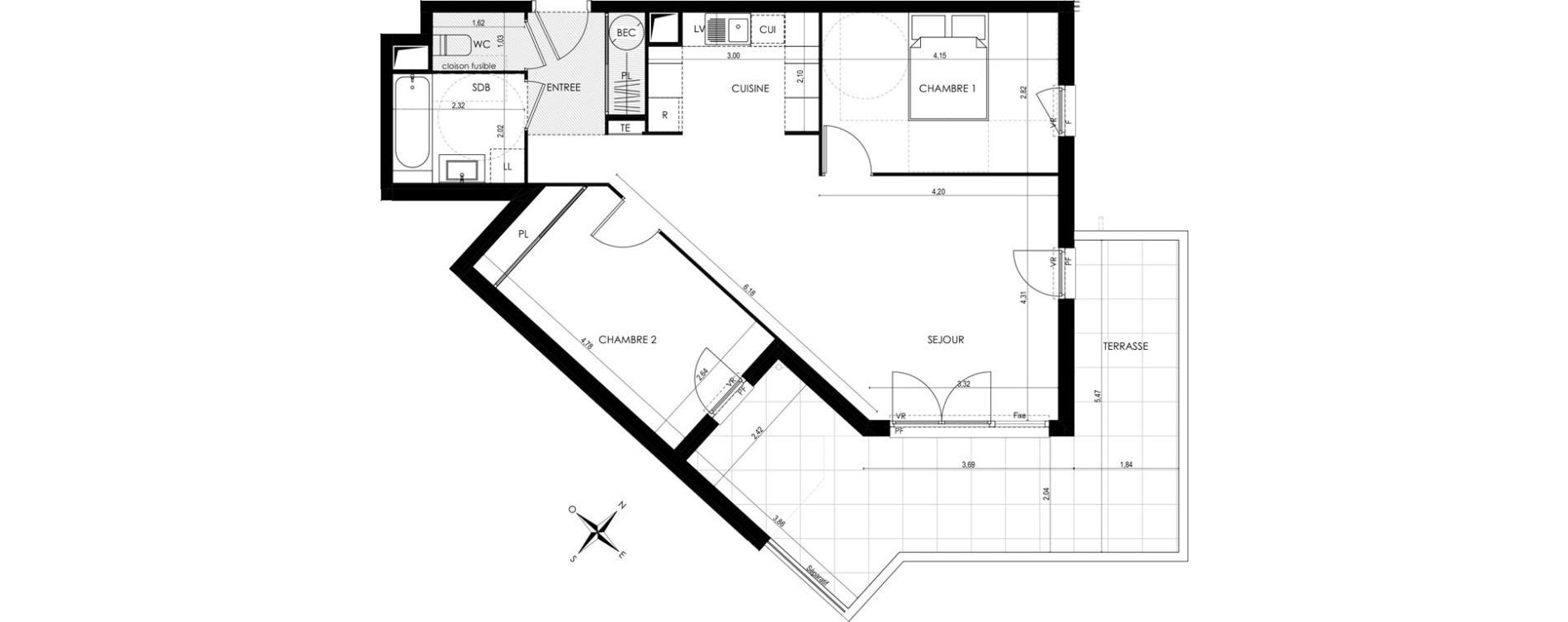 Appartement T3 de 68,75 m2 &agrave; Saint-Laurent-Du-Var Tuilli&egrave;re - la tour - les iscles - les crottes