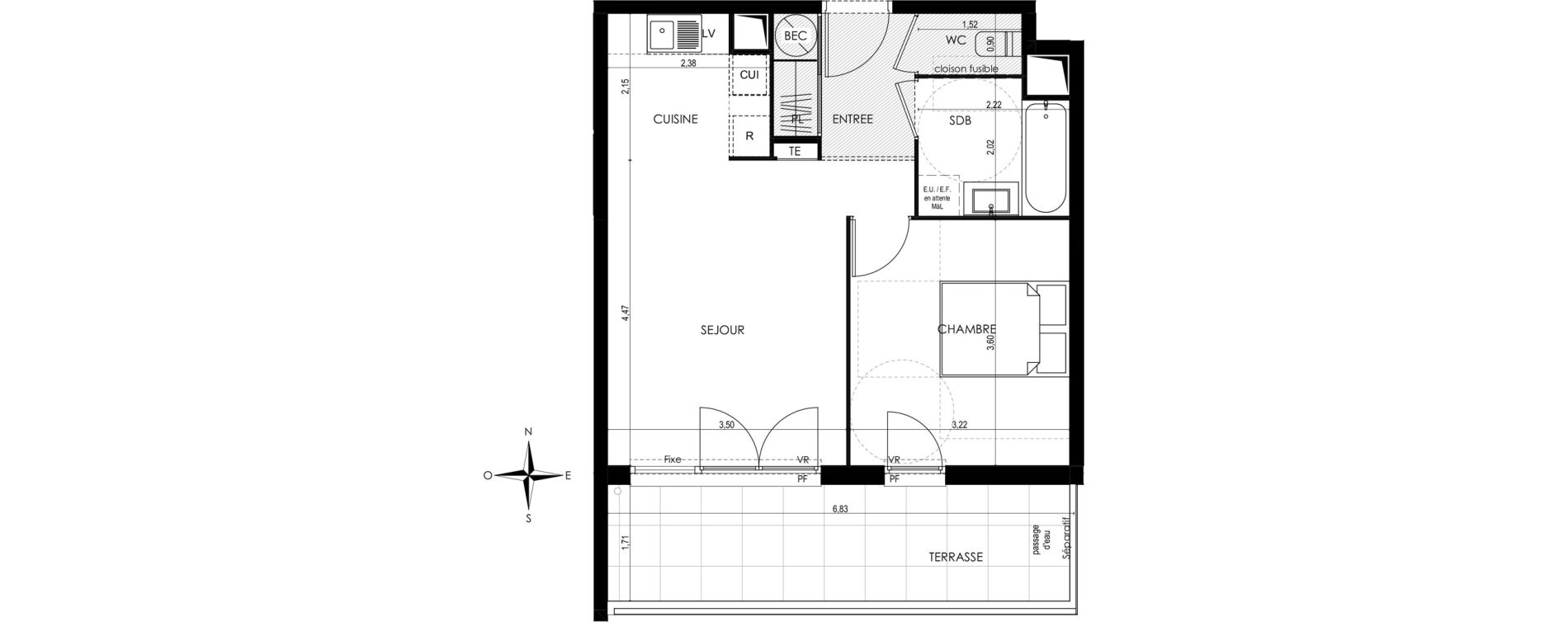 Appartement T2 de 42,60 m2 &agrave; Saint-Laurent-Du-Var Tuilli&egrave;re - la tour - les iscles - les crottes