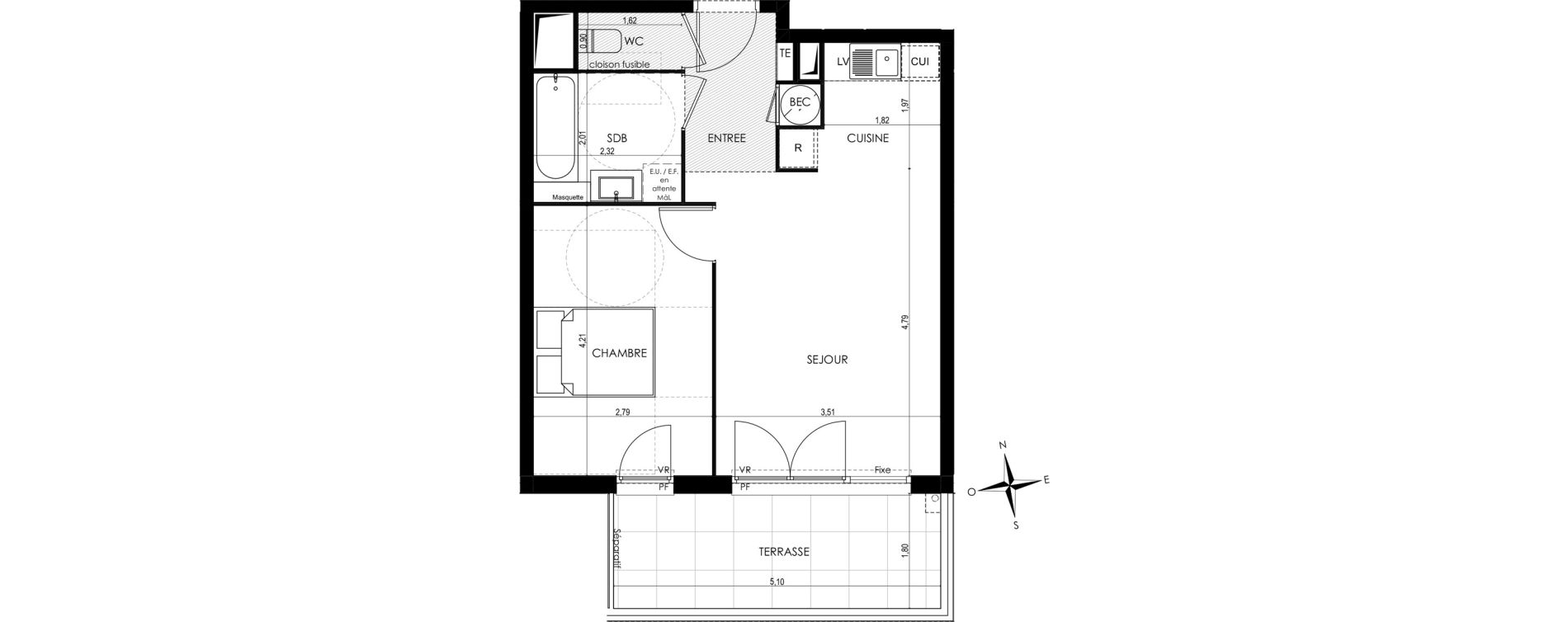 Appartement T2 de 42,87 m2 &agrave; Saint-Laurent-Du-Var Tuilli&egrave;re - la tour - les iscles - les crottes