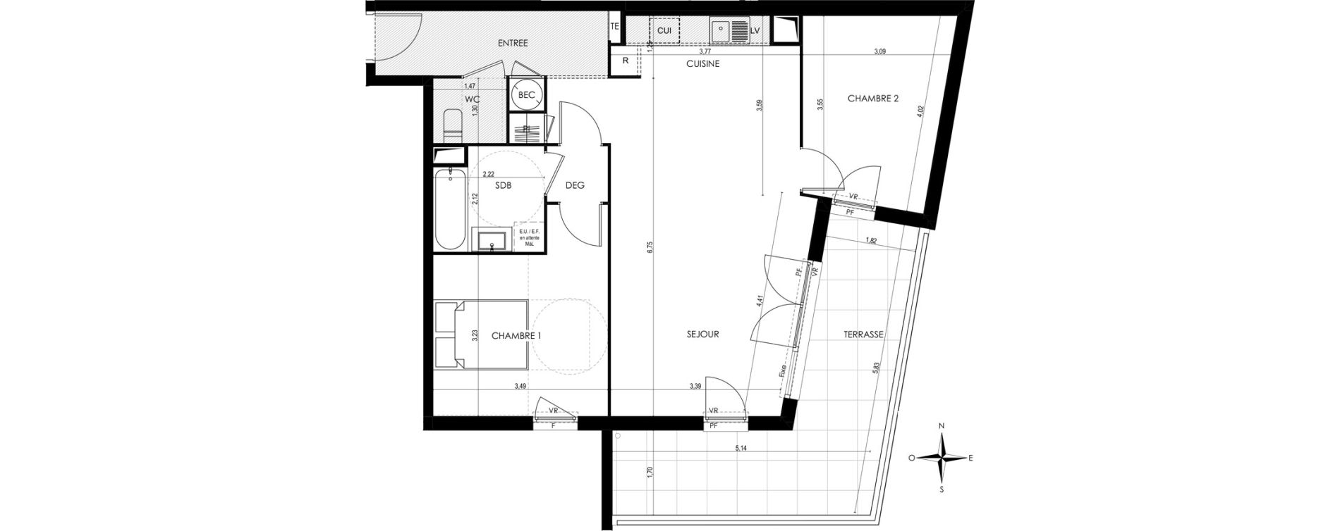 Appartement T3 de 68,80 m2 &agrave; Saint-Laurent-Du-Var Tuilli&egrave;re - la tour - les iscles - les crottes