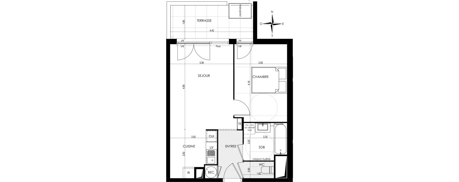 Appartement T2 de 42,73 m2 &agrave; Saint-Laurent-Du-Var Tuilli&egrave;re - la tour - les iscles - les crottes