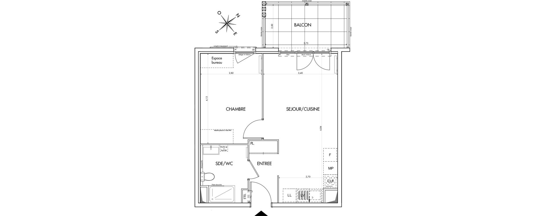 Appartement T2 de 41,30 m2 &agrave; Saint-Laurent-Du-Var Les rascas - les pugets