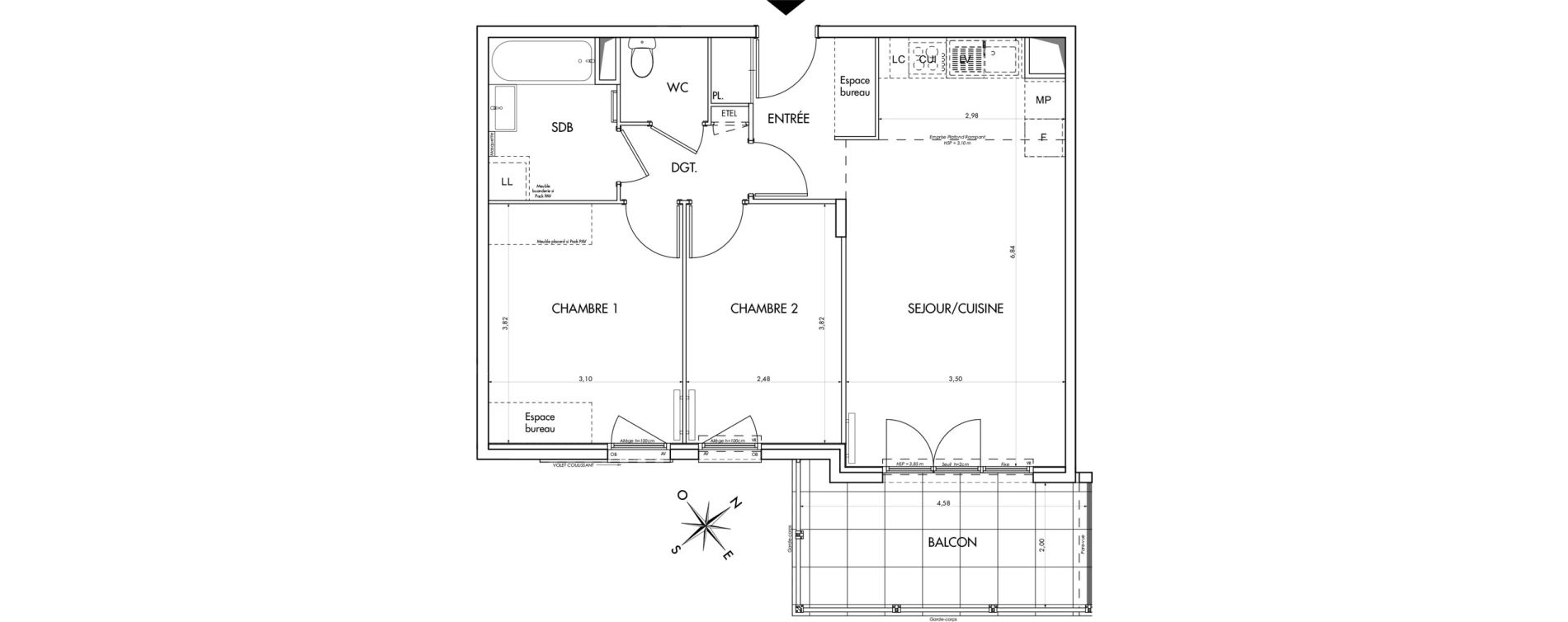 Appartement T3 de 58,65 m2 &agrave; Saint-Laurent-Du-Var Les rascas - les pugets