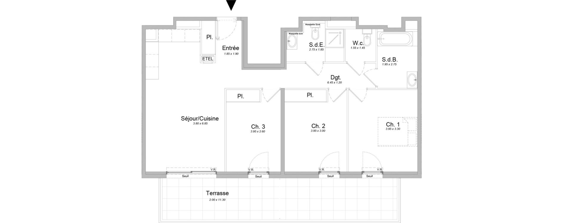 Appartement T4 de 83,45 m2 &agrave; Saint-Laurent-Du-Var Jaquons - ravet