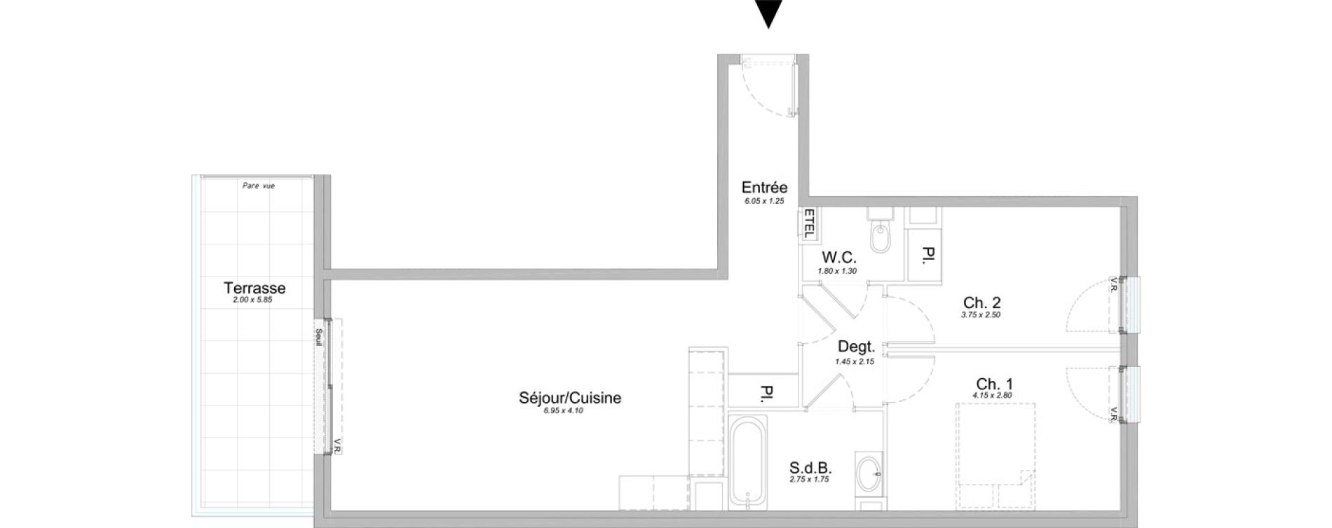Appartement T3 de 67,25 m2 &agrave; Saint-Laurent-Du-Var Jaquons - ravet