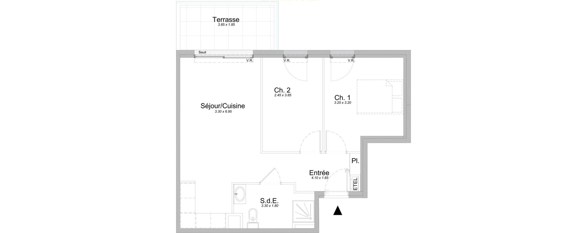 Appartement T3 de 52,45 m2 &agrave; Saint-Laurent-Du-Var Jaquons - ravet