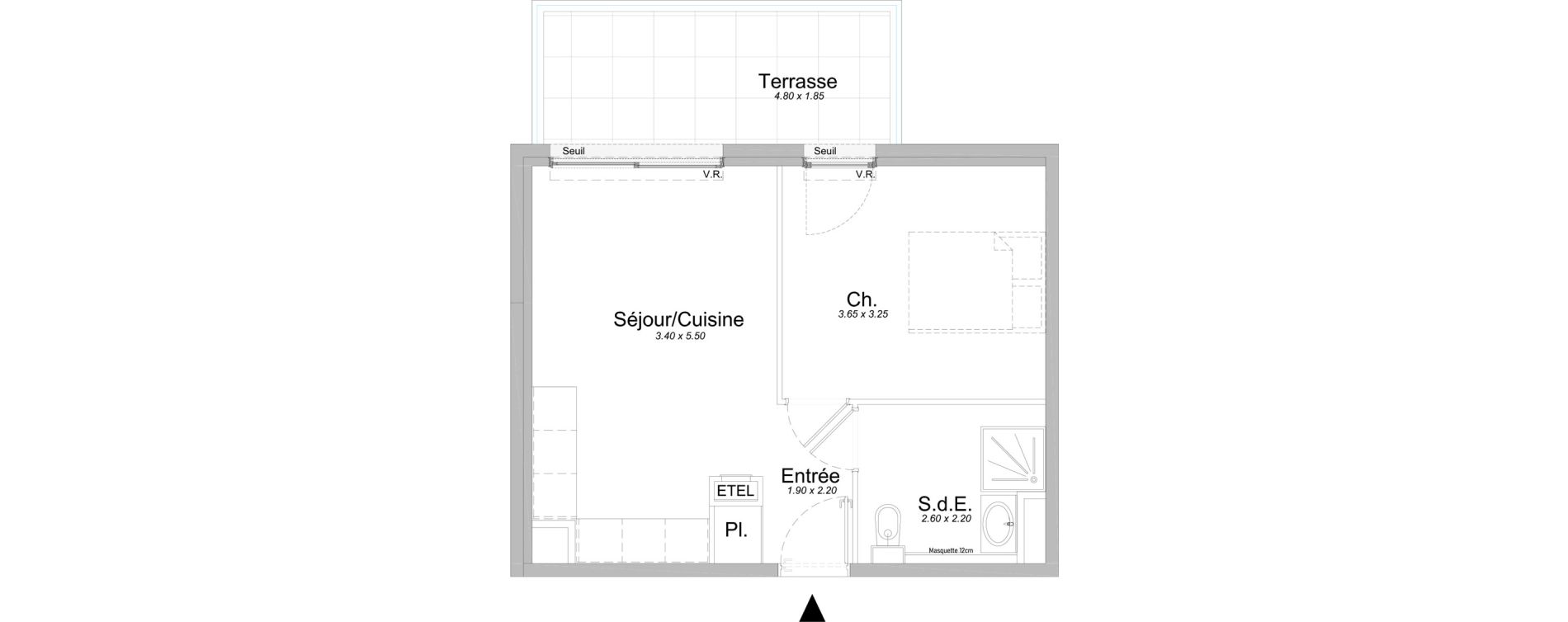 Appartement T2 de 37,70 m2 &agrave; Saint-Laurent-Du-Var Jaquons - ravet