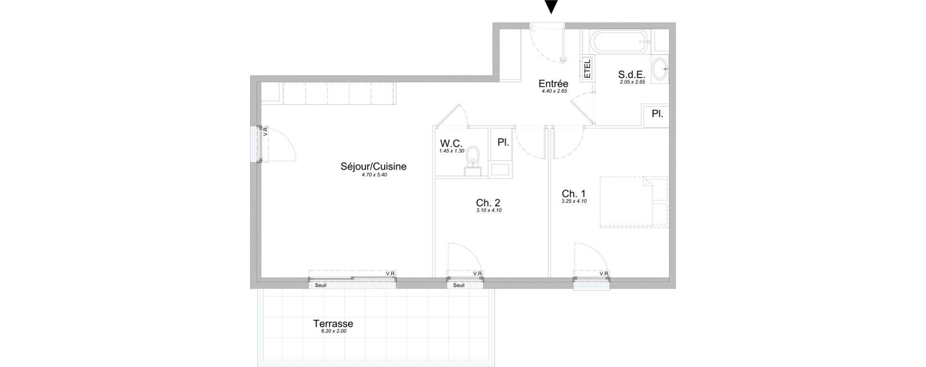Appartement T3 de 64,65 m2 &agrave; Saint-Laurent-Du-Var Jaquons - ravet