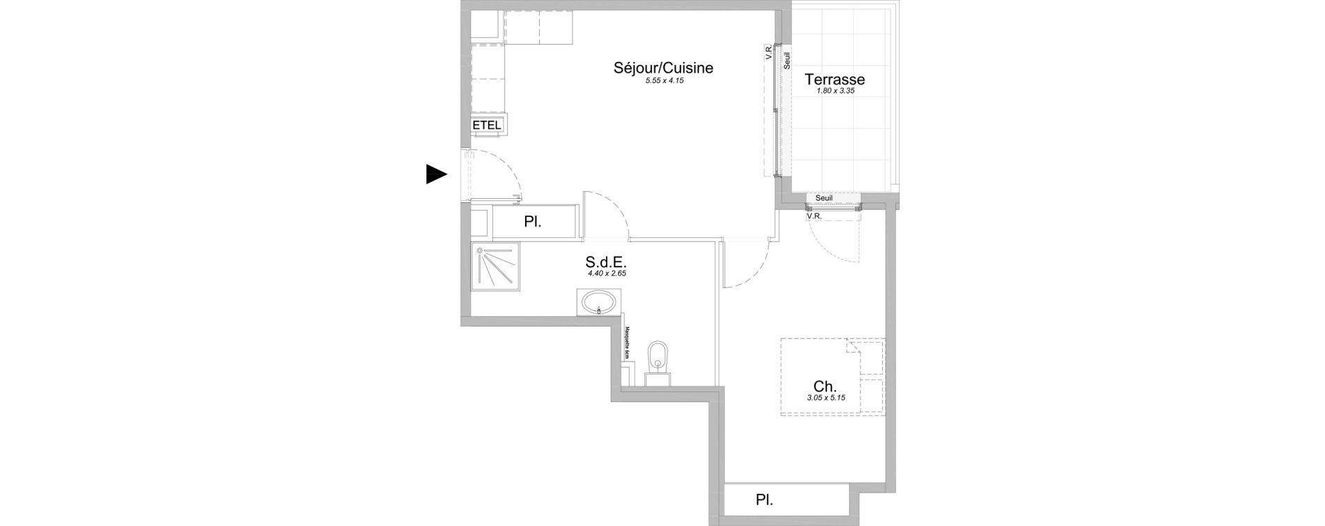 Appartement T2 de 45,70 m2 &agrave; Saint-Laurent-Du-Var Jaquons - ravet