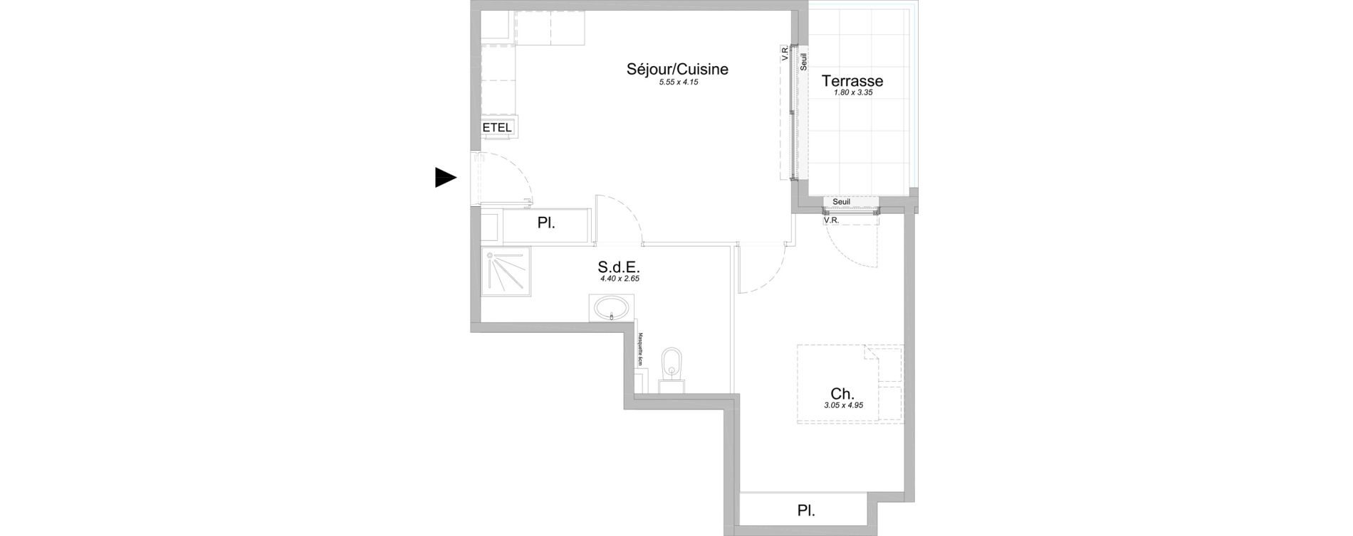 Appartement T2 de 45,70 m2 &agrave; Saint-Laurent-Du-Var Jaquons - ravet