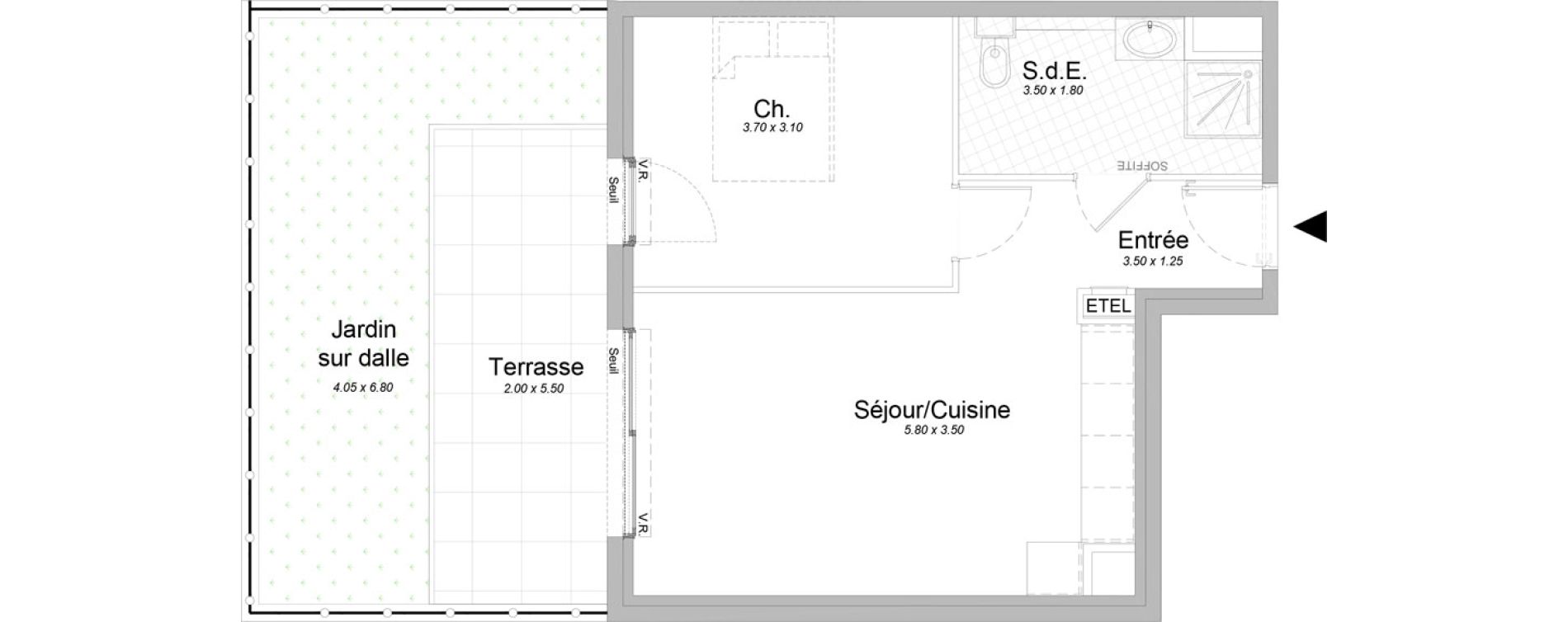 Appartement T2 de 41,70 m2 &agrave; Saint-Laurent-Du-Var Jaquons - ravet