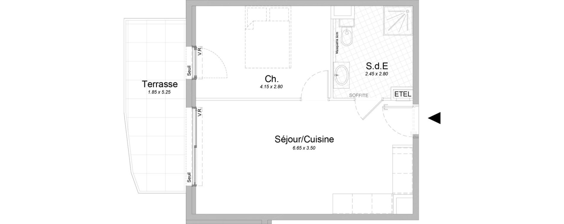 Appartement T2 de 40,85 m2 &agrave; Saint-Laurent-Du-Var Jaquons - ravet