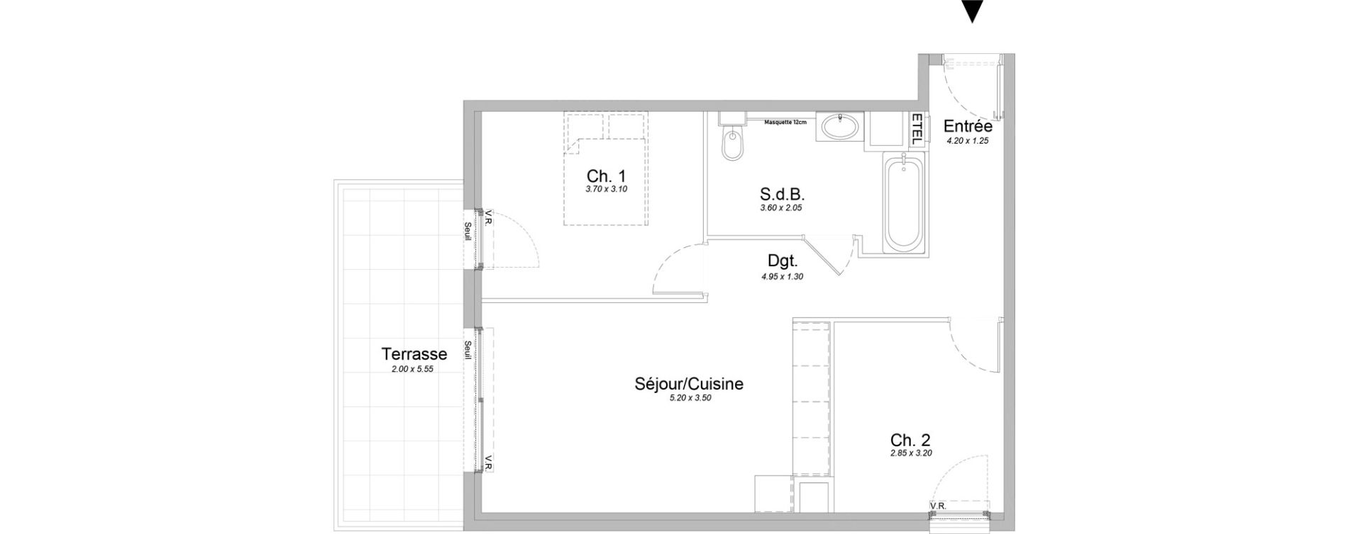 Appartement T3 de 56,90 m2 &agrave; Saint-Laurent-Du-Var Jaquons - ravet