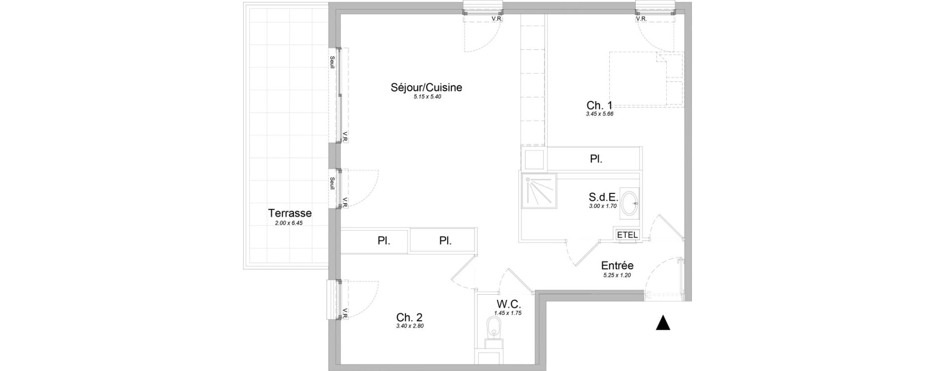 Appartement T3 de 67,80 m2 &agrave; Saint-Laurent-Du-Var Jaquons - ravet