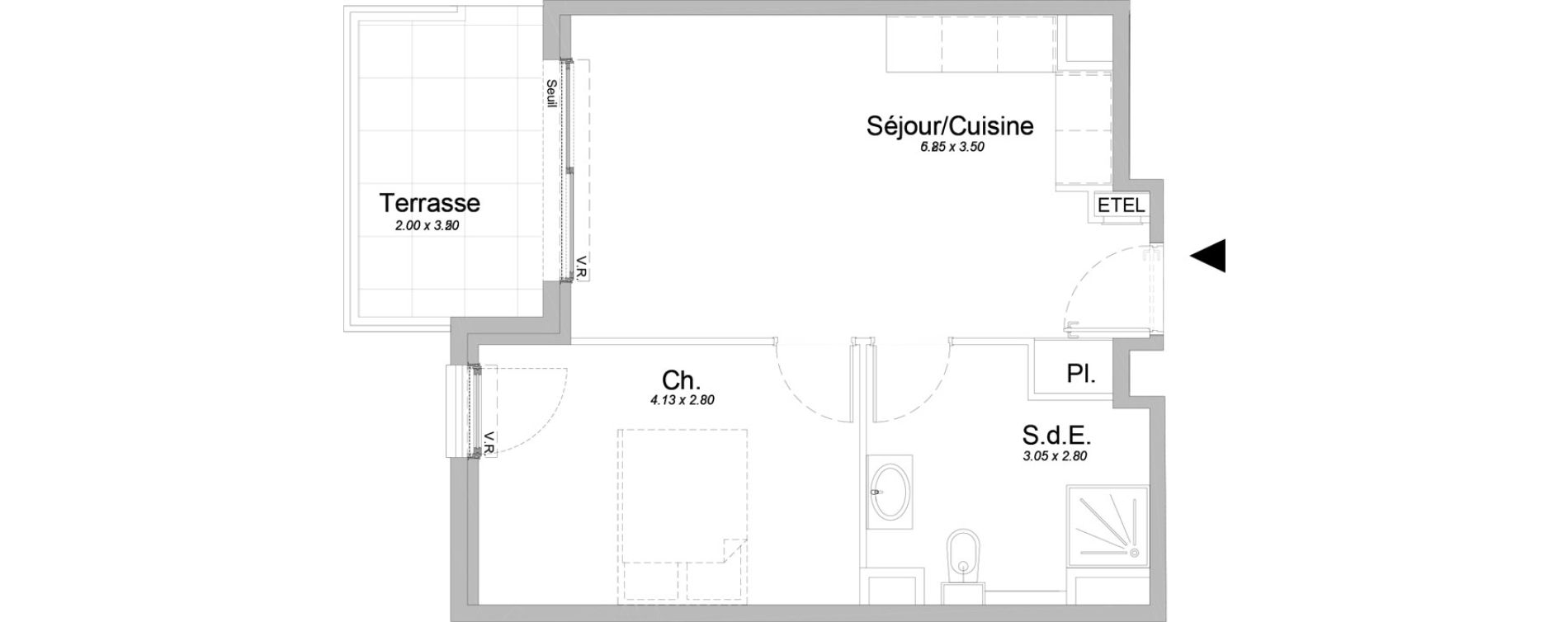 Appartement T2 de 40,05 m2 &agrave; Saint-Laurent-Du-Var Jaquons - ravet
