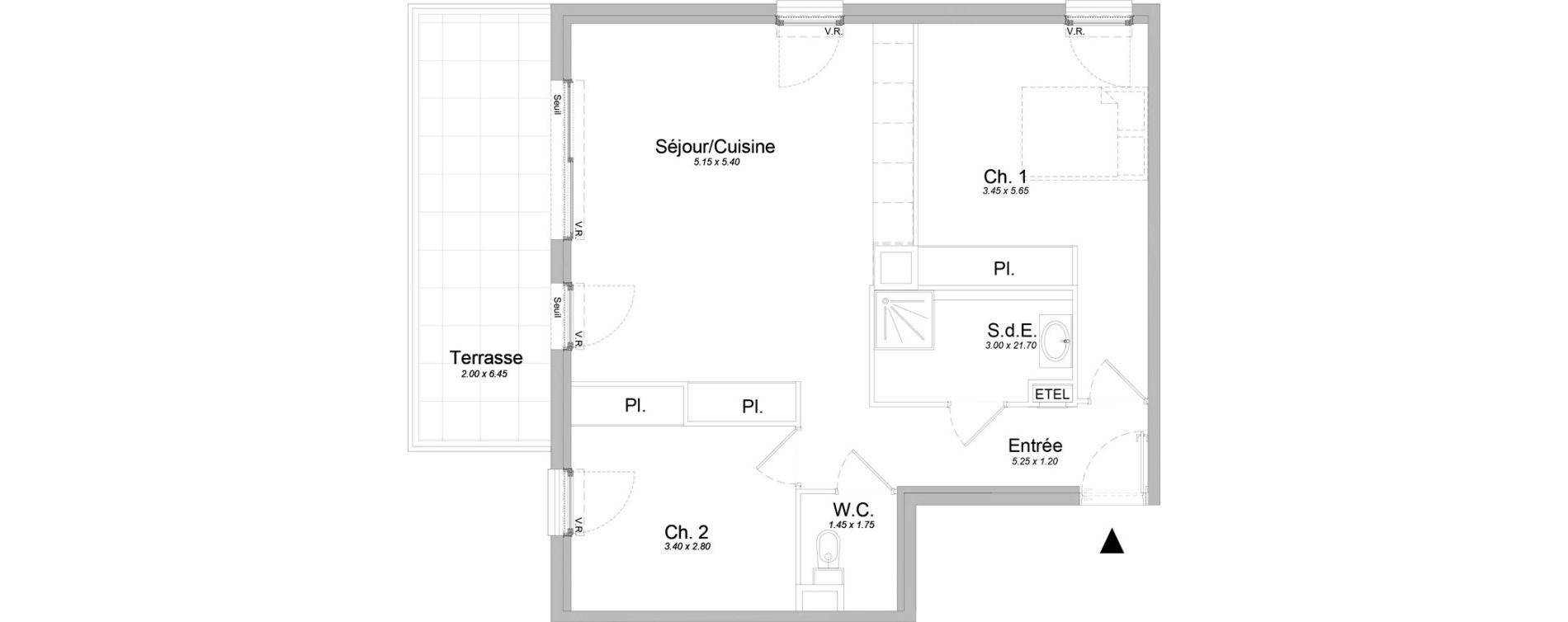 Appartement T3 de 67,80 m2 &agrave; Saint-Laurent-Du-Var Jaquons - ravet