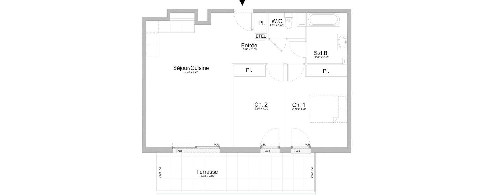 Appartement T3 de 66,90 m2 &agrave; Saint-Laurent-Du-Var Jaquons - ravet