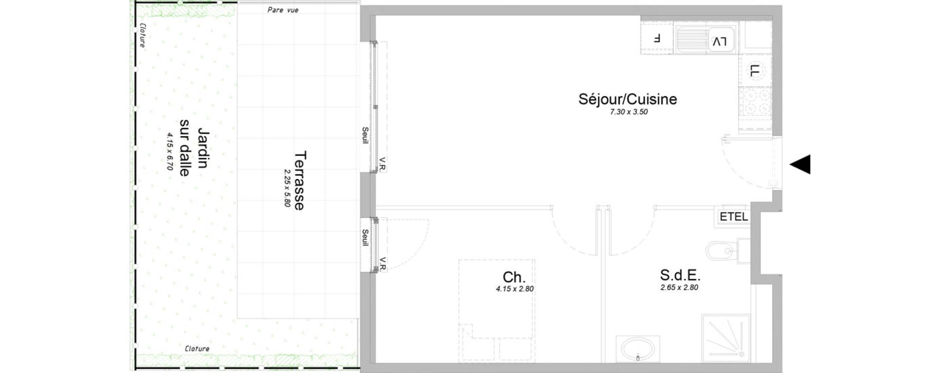 Appartement T2 de 44,20 m2 &agrave; Saint-Laurent-Du-Var Jaquons - ravet