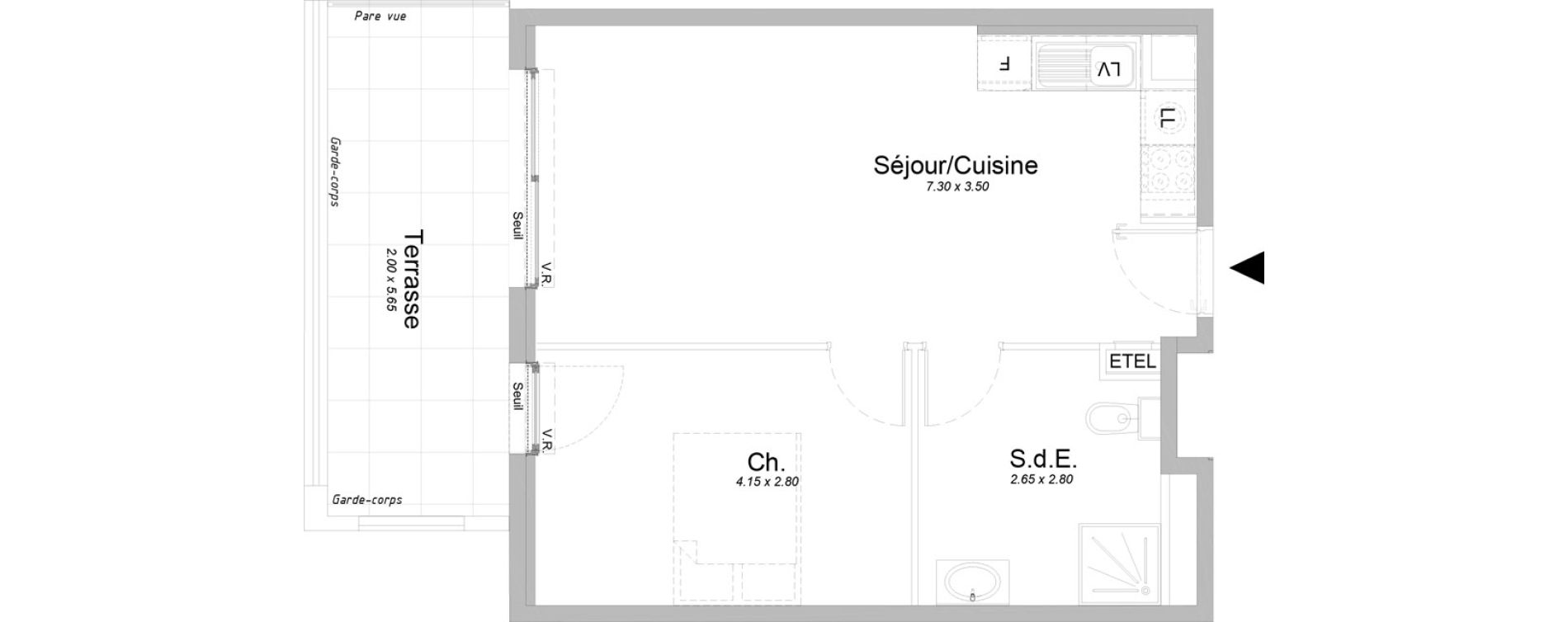 Appartement T2 de 44,20 m2 &agrave; Saint-Laurent-Du-Var Jaquons - ravet