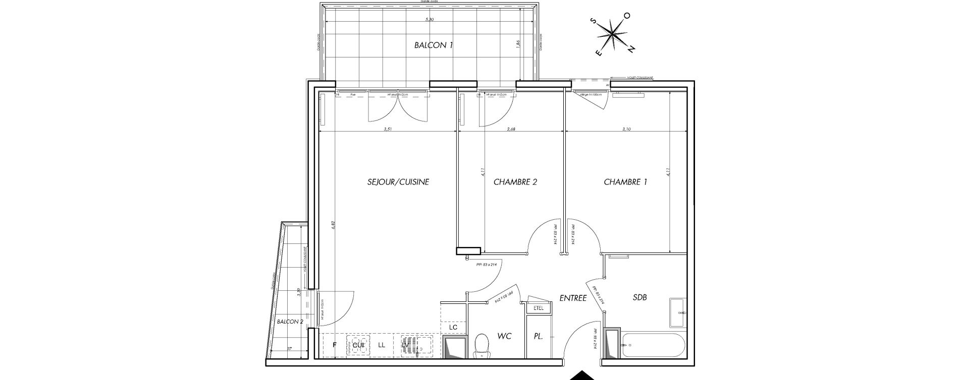Appartement T3 de 61,95 m2 &agrave; Saint-Laurent-Du-Var Tzanck - galinieres - sauvaigo