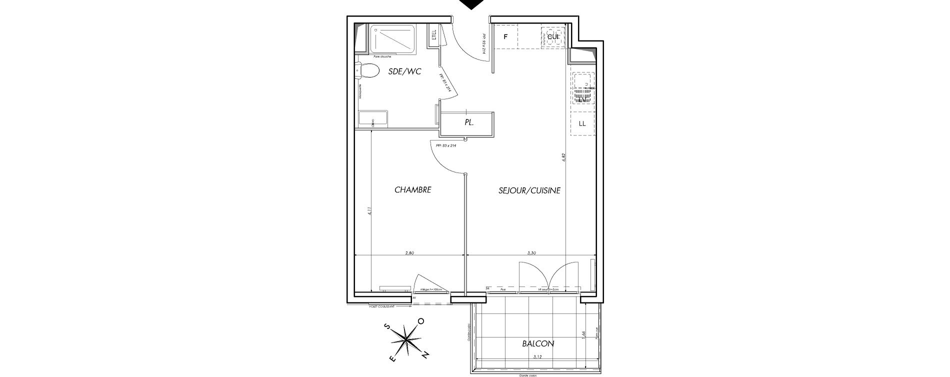 Appartement T2 de 40,10 m2 &agrave; Saint-Laurent-Du-Var Tzanck - galinieres - sauvaigo