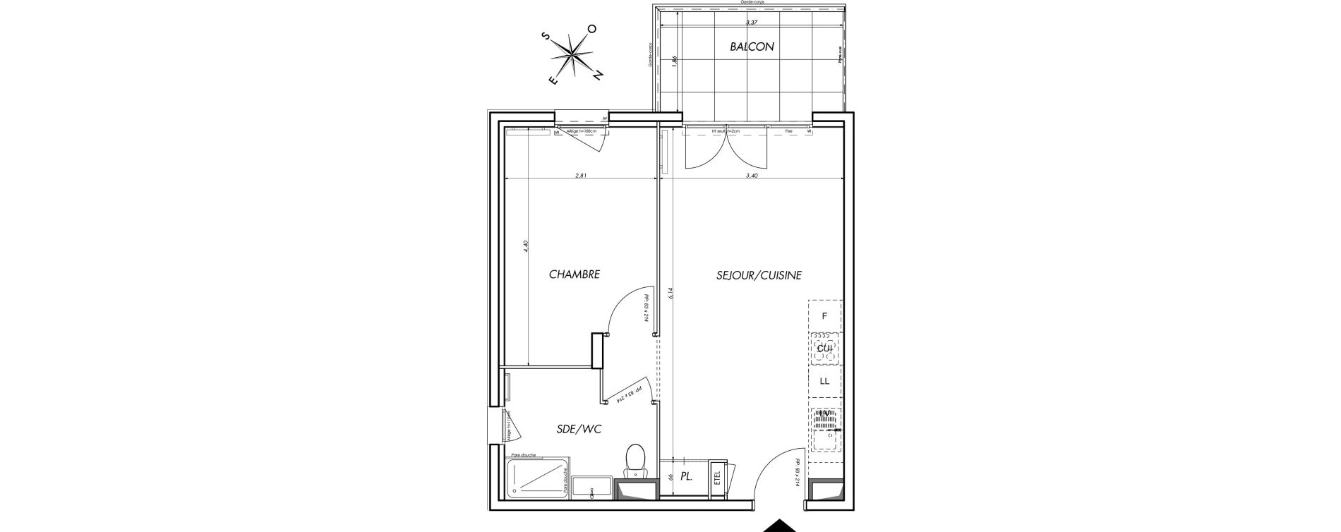 Appartement T2 de 41,55 m2 &agrave; Saint-Laurent-Du-Var Tzanck - galinieres - sauvaigo