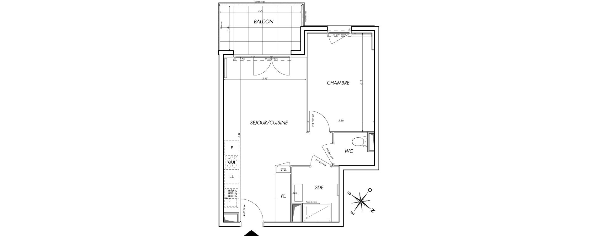 Appartement T2 de 41,00 m2 &agrave; Saint-Laurent-Du-Var Tzanck - galinieres - sauvaigo