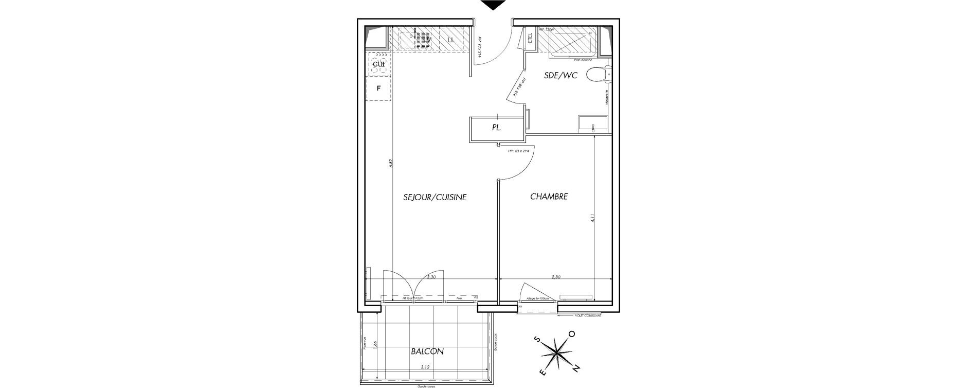 Appartement T2 de 40,50 m2 &agrave; Saint-Laurent-Du-Var Tzanck - galinieres - sauvaigo