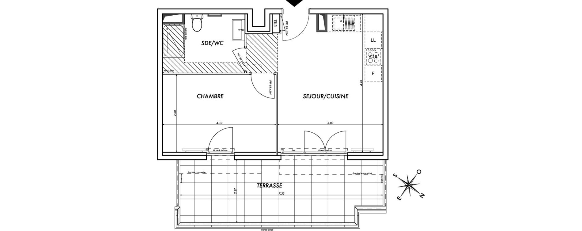 Appartement T2 de 37,75 m2 &agrave; Saint-Laurent-Du-Var Tzanck - galinieres - sauvaigo