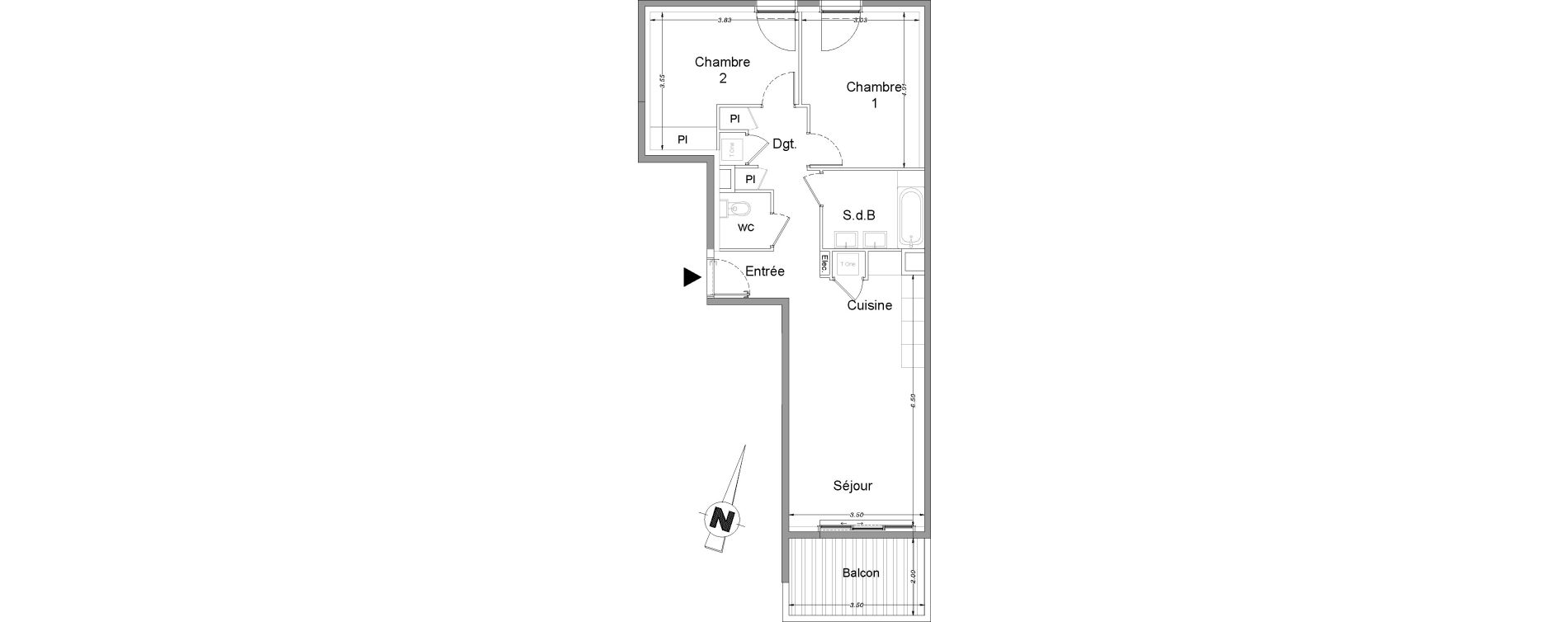 Appartement T3 de 63,65 m2 &agrave; Saint-Laurent-Du-Var Saint laurent du var centre-ville