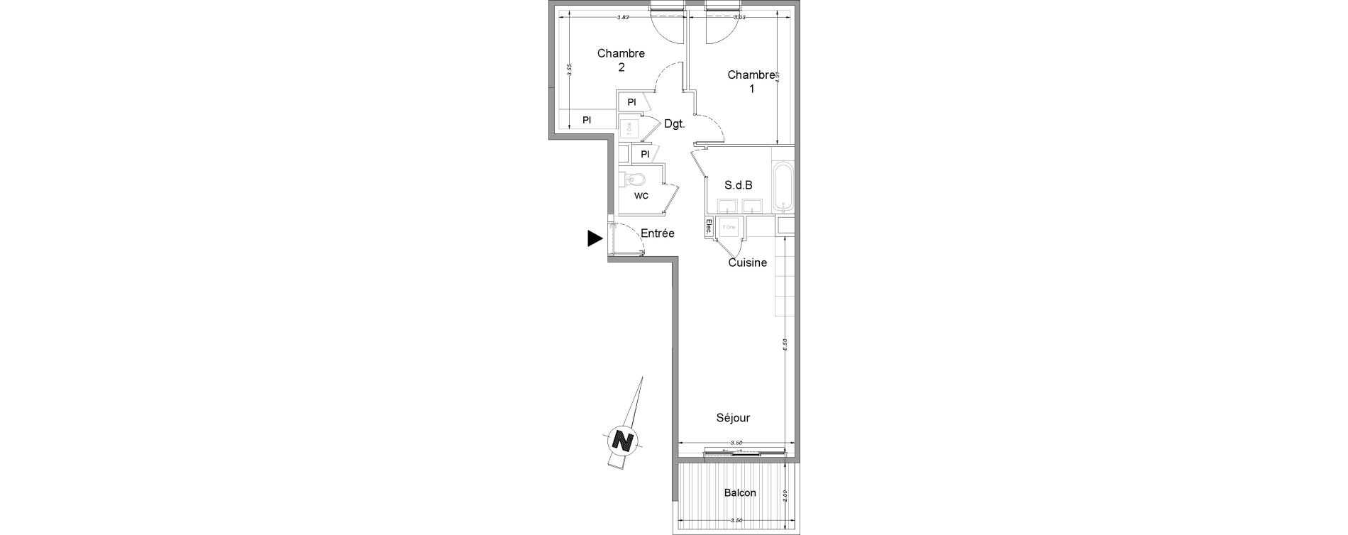 Appartement T3 de 63,65 m2 &agrave; Saint-Laurent-Du-Var Saint laurent du var centre-ville