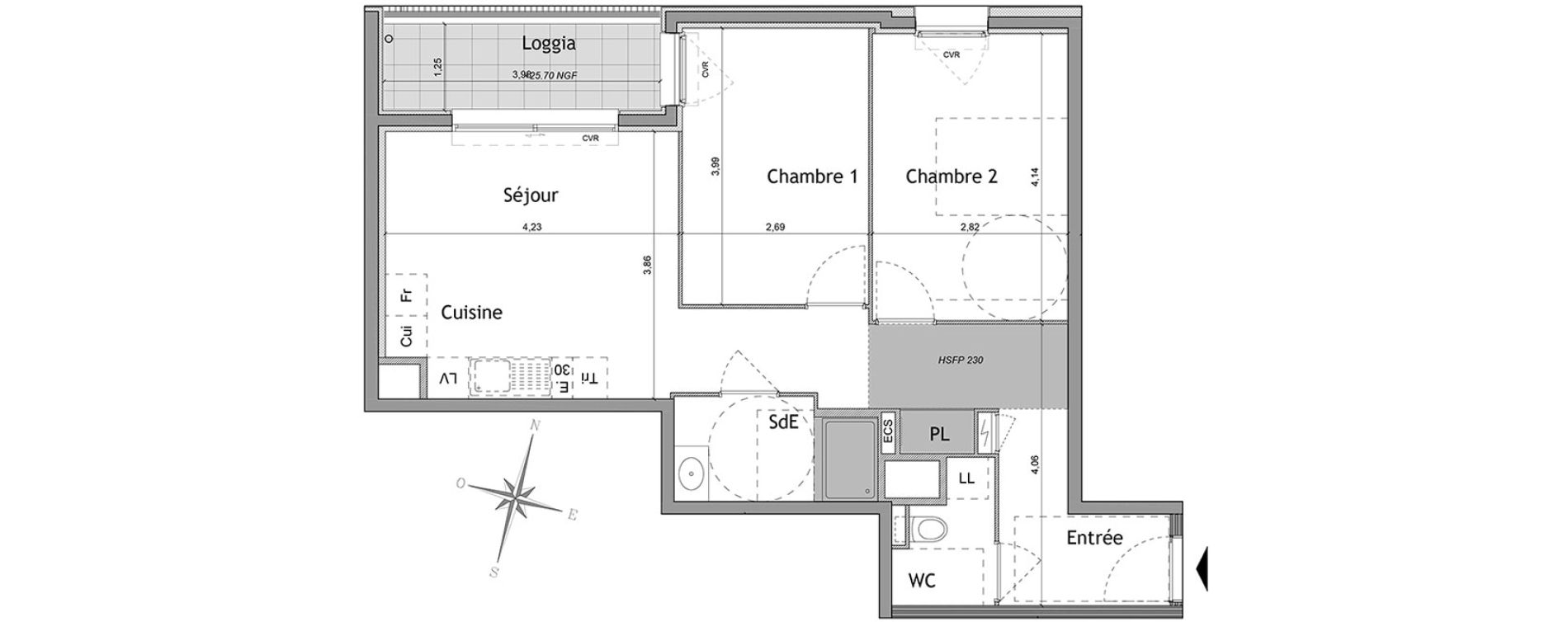 plan appartement 58m2