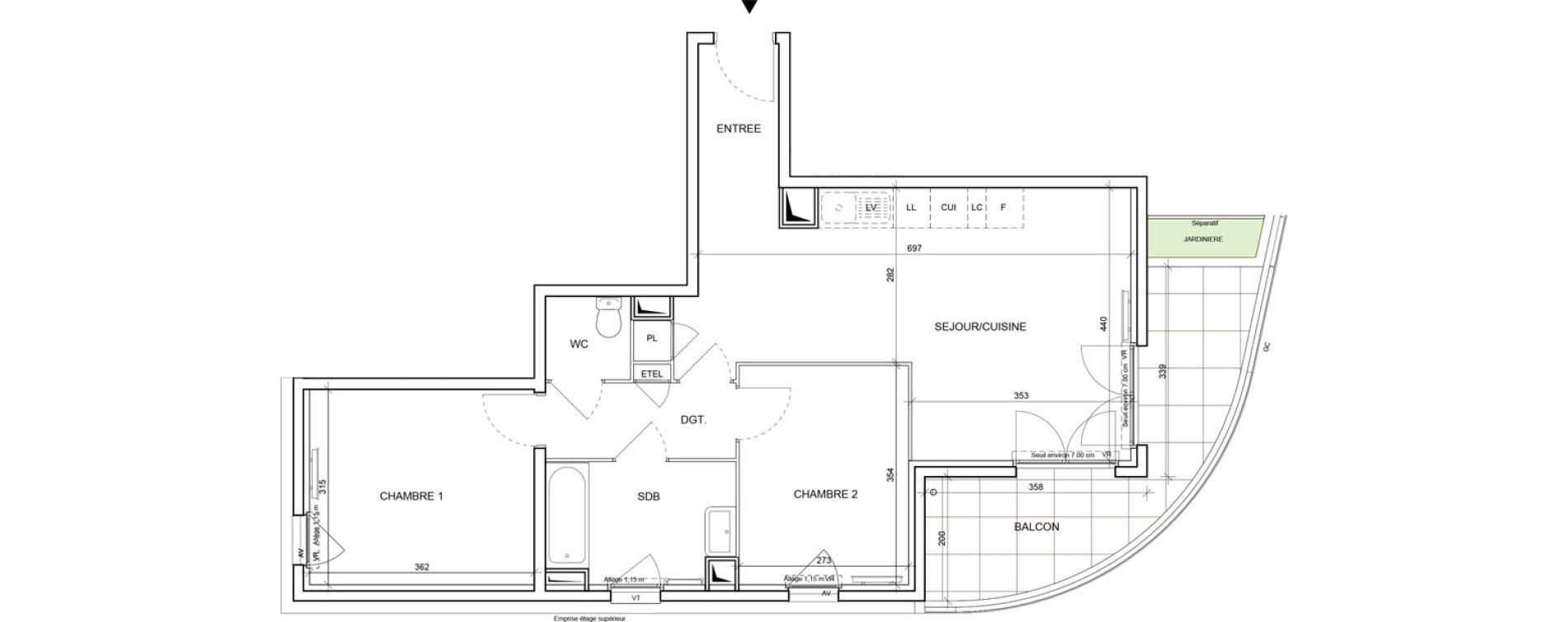 Appartement T3 de 61,44 m2 &agrave; Saint-Laurent-Du-Var Les plans