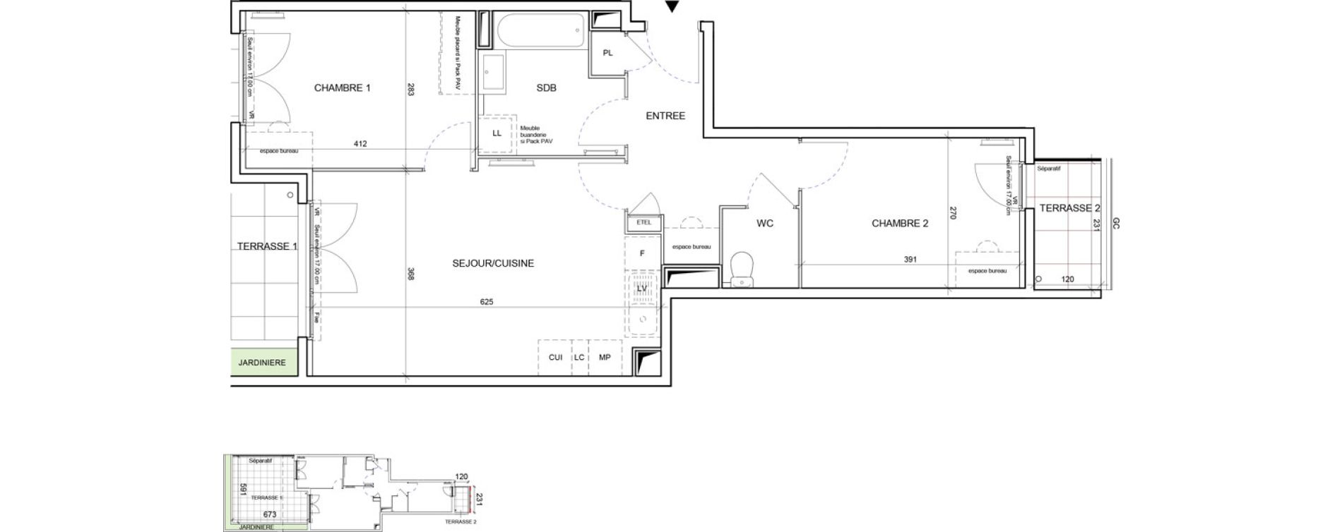 Appartement T3 de 60,84 m2 &agrave; Saint-Laurent-Du-Var Les plans
