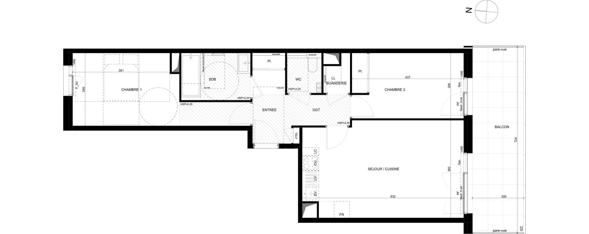 Appartement T3 de 64,72 m2 &agrave; Saint-Laurent-Du-Var Les paluds